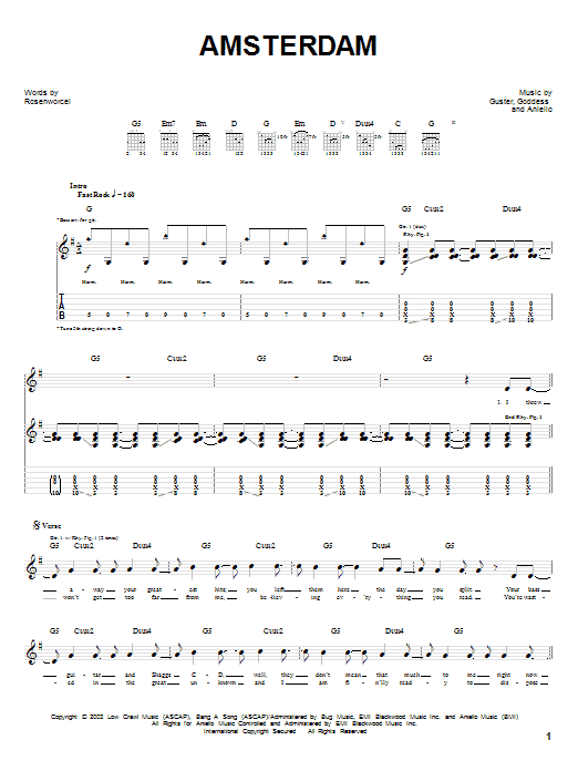 Download Guster Amsterdam Sheet Music and learn how to play Guitar Tab PDF digital score in minutes