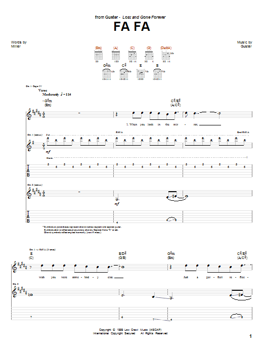 Download Guster Fa Fa Sheet Music and learn how to play Guitar Tab PDF digital score in minutes