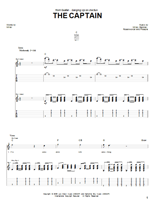 Download Guster The Captain Sheet Music and learn how to play Guitar Tab PDF digital score in minutes