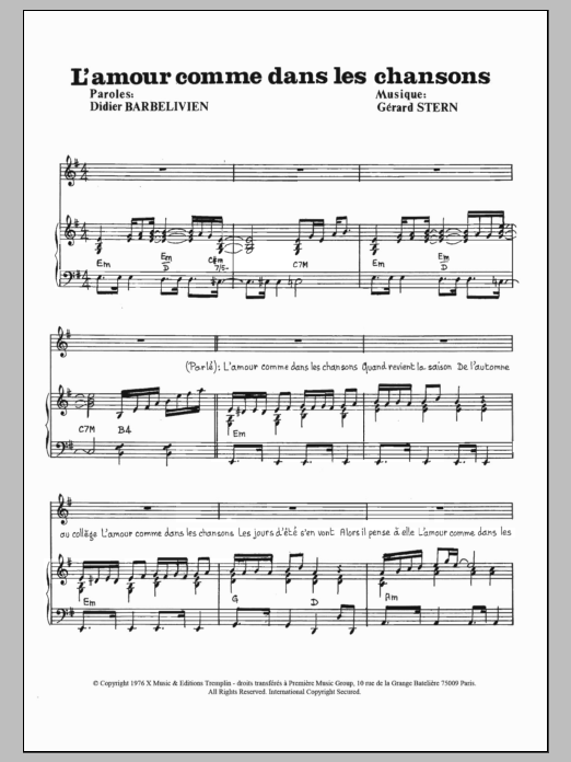 Download Guy Bonnardot L'Amour Comme Dans Les Chansons Sheet Music and learn how to play Piano & Vocal PDF digital score in minutes
