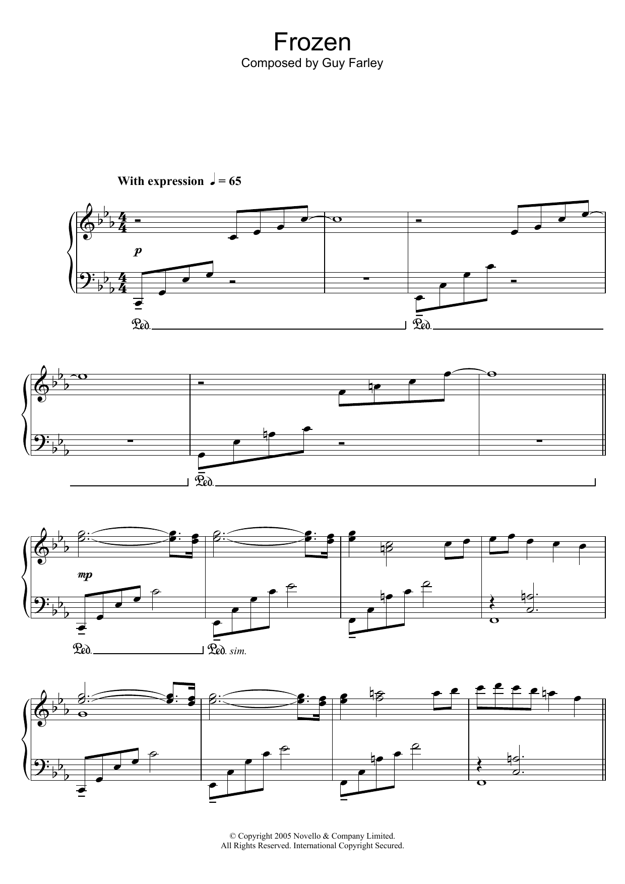 Download Guy Farley Frozen (from 'Cashback') Sheet Music and learn how to play Piano PDF digital score in minutes