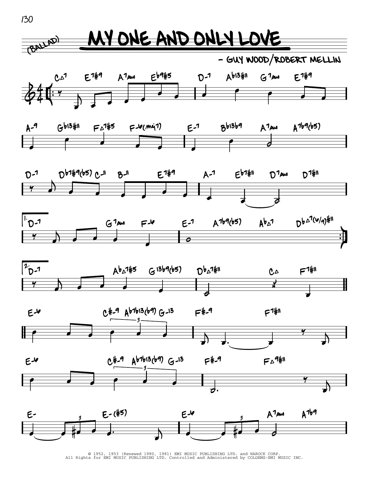 Download Guy Wood My One And Only Love (arr. David Hazeltine) Sheet Music and learn how to play Real Book – Enhanced Chords PDF digital score in minutes