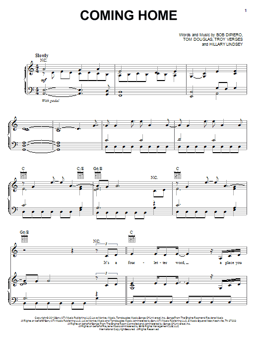 Download Gwyneth Paltrow Coming Home Sheet Music and learn how to play Piano, Vocal & Guitar (Right-Hand Melody) PDF digital score in minutes