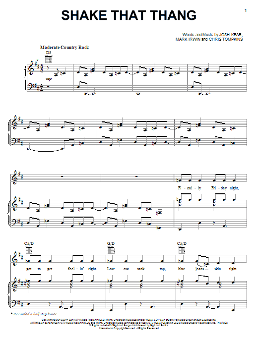Download Gwyneth Paltrow Shake That Thang Sheet Music and learn how to play Piano, Vocal & Guitar (Right-Hand Melody) PDF digital score in minutes