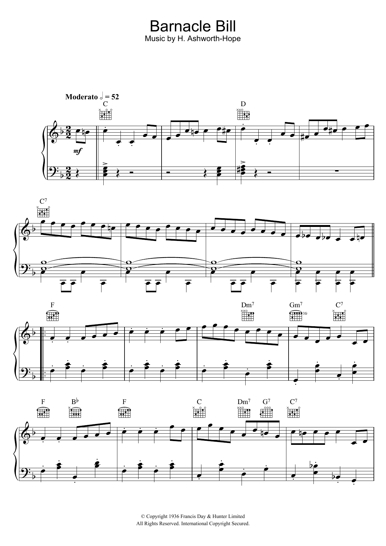 Download H. Ashworth-Hope Barnacle Bill (Theme from Blue Peter) Sheet Music and learn how to play Piano PDF digital score in minutes