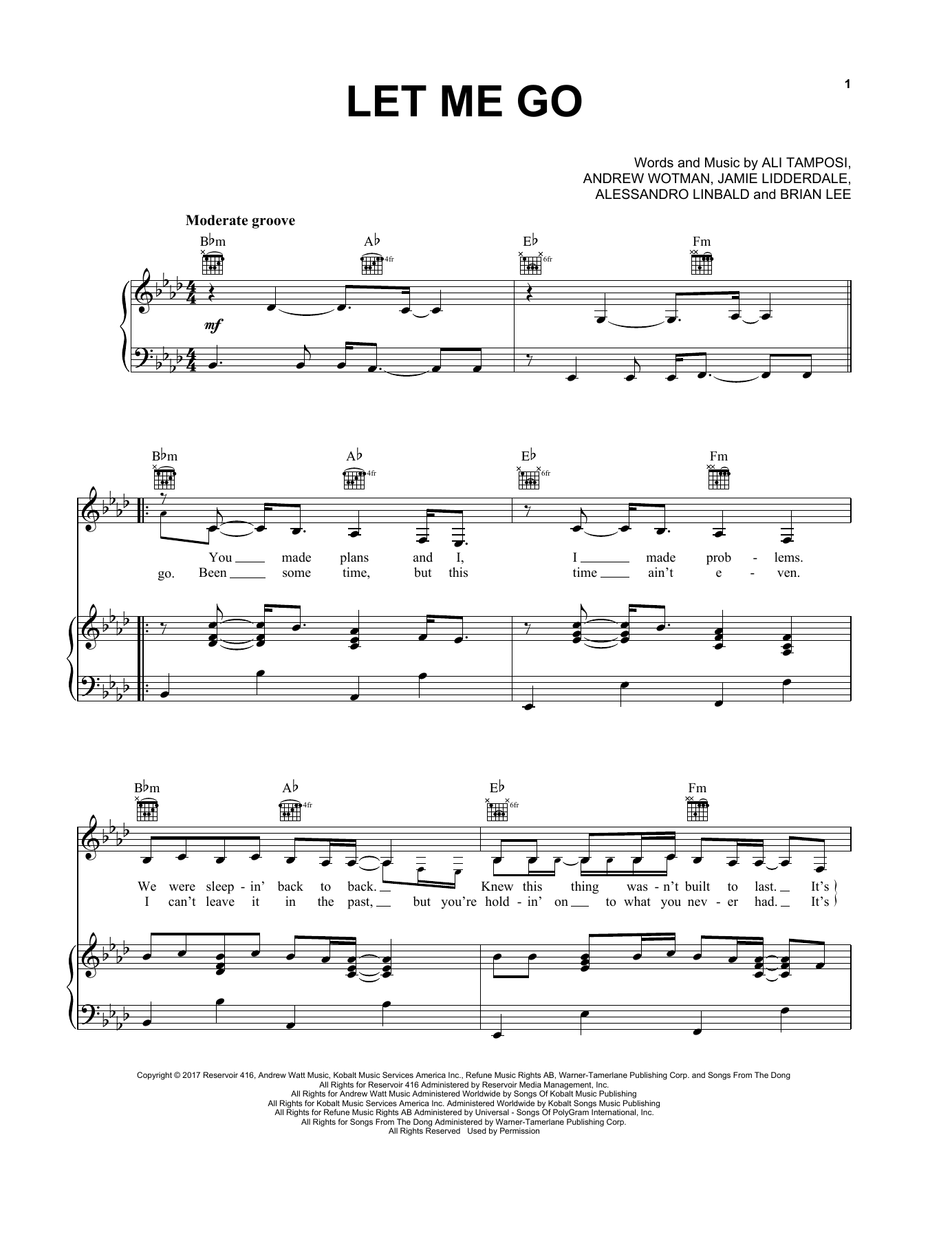 Download Hailee Steinfeld and Alesso Let Me Go (feat. Florida Georgia Line) Sheet Music and learn how to play Piano, Vocal & Guitar (Right-Hand Melody) PDF digital score in minutes