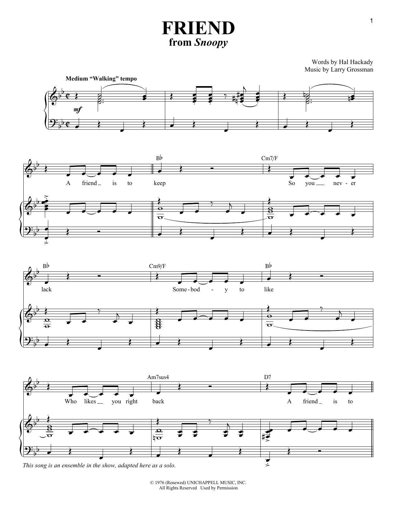 Download Hal Clayton Hackady Friend Sheet Music and learn how to play Piano & Vocal PDF digital score in minutes