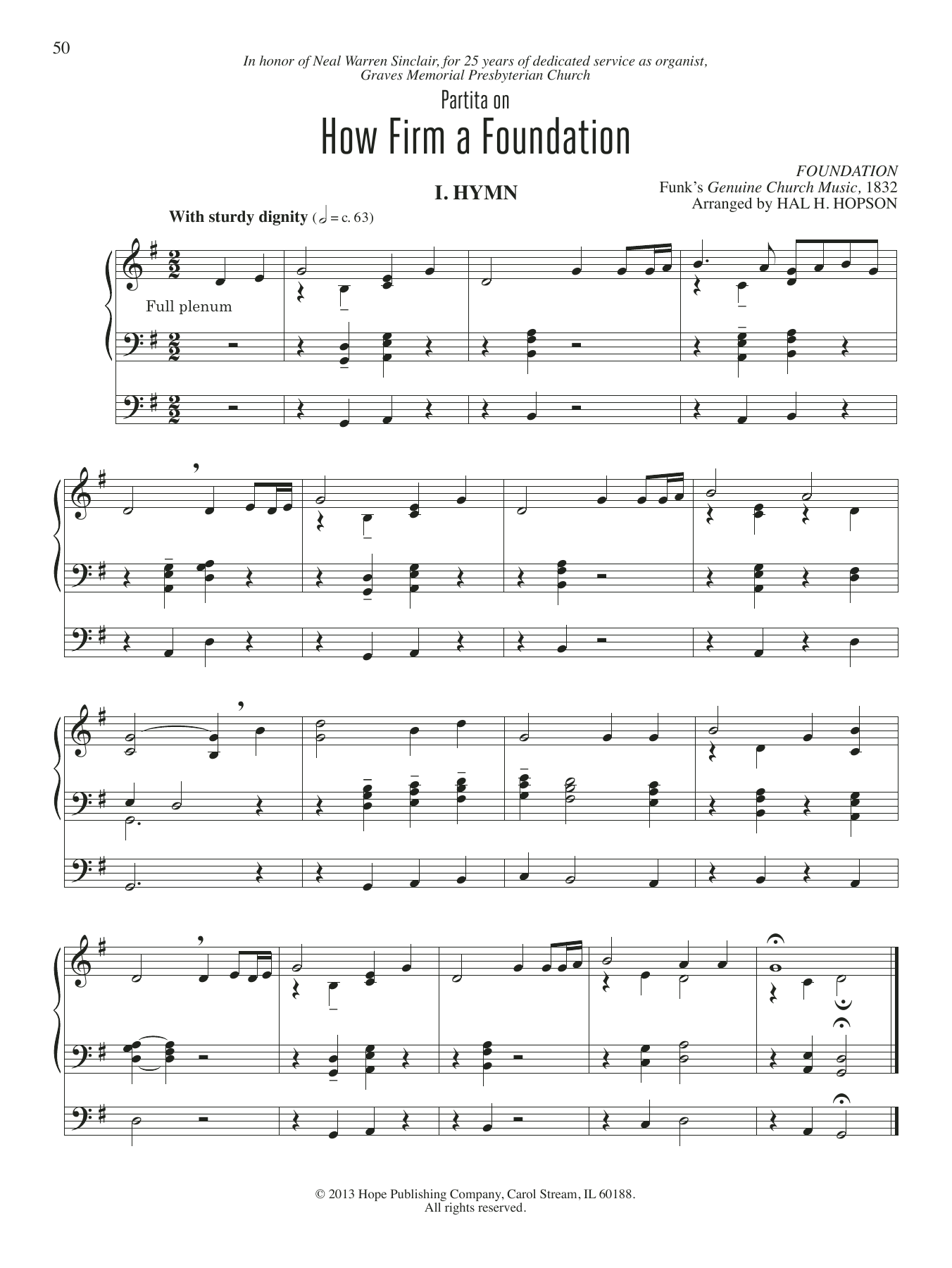 Download Hal H. Hopson How Firm a Foundation Sheet Music and learn how to play Organ PDF digital score in minutes