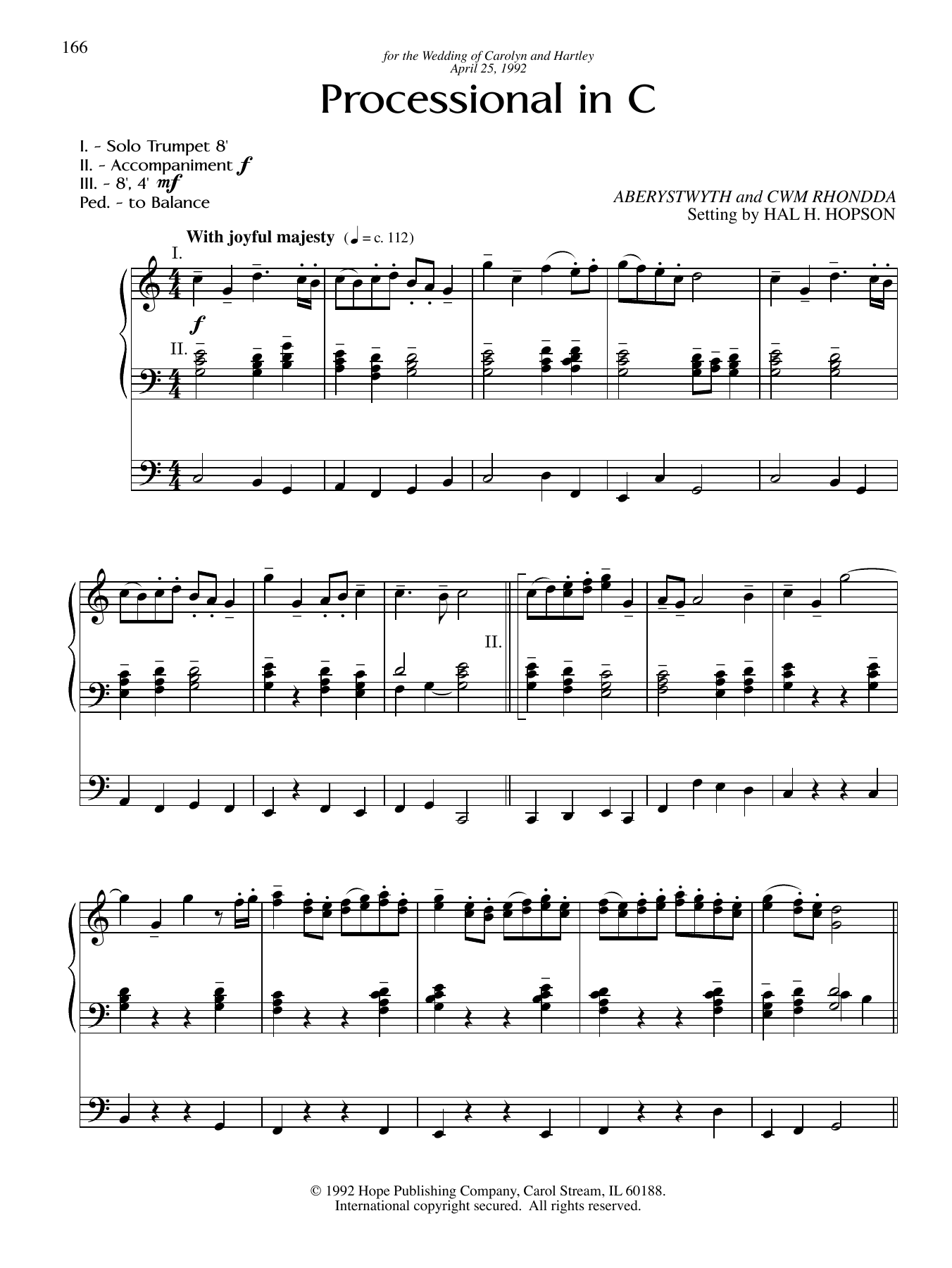 Download Hal H. Hopson Processional in C Sheet Music and learn how to play Organ PDF digital score in minutes
