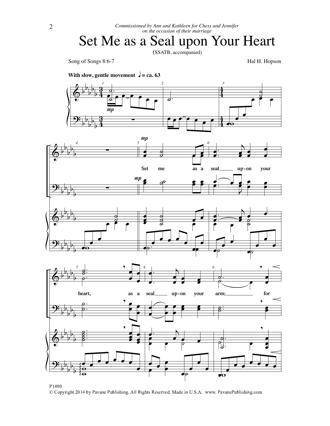 Download Hal H. Hopson Set Me as a Seal upon Your Heart Sheet Music and learn how to play SSATB Choir PDF digital score in minutes