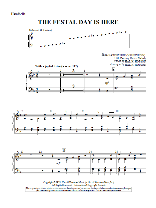 Download Hal H. Hopson The Festal Day Is Here Sheet Music and learn how to play Percussion PDF digital score in minutes