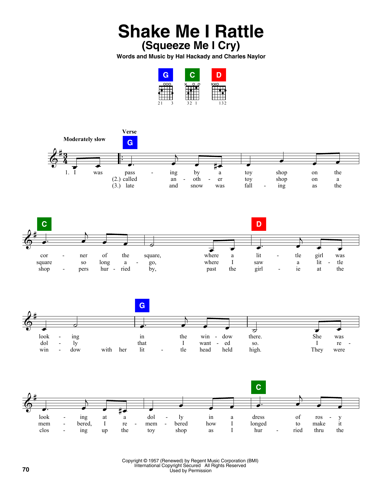 Download Hal Hackady and Charles Naylor Shake Me I Rattle (Squeeze Me I Cry) Sheet Music and learn how to play Chord Buddy PDF digital score in minutes