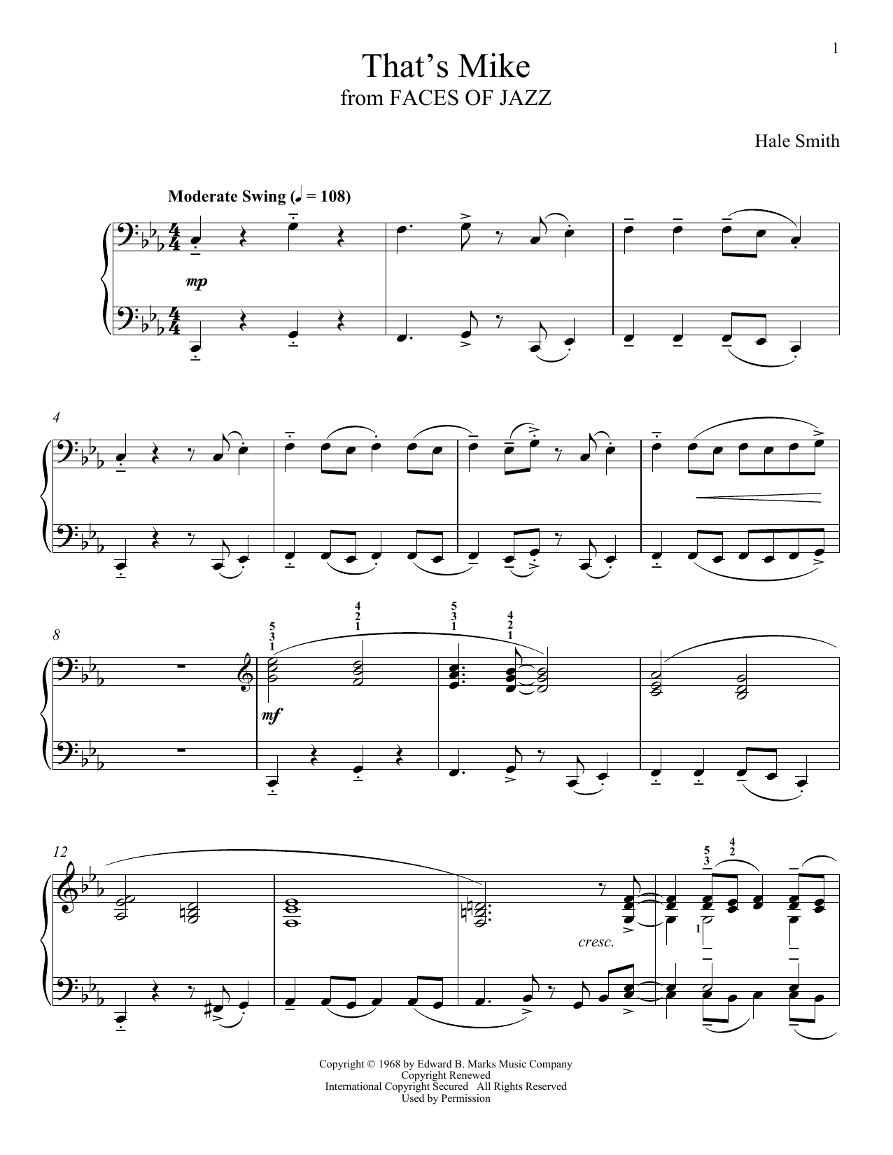 Download Hale Smith That's Mike Sheet Music and learn how to play Piano Solo PDF digital score in minutes