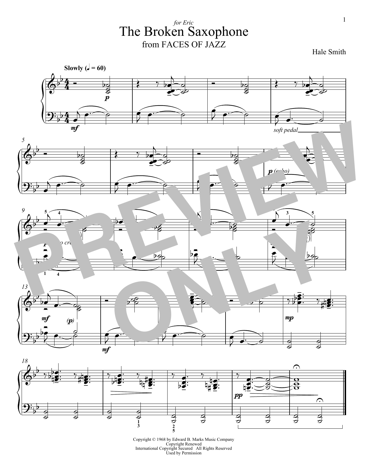 Download Hale Smith The Broken Saxophone Sheet Music and learn how to play Piano Solo PDF digital score in minutes