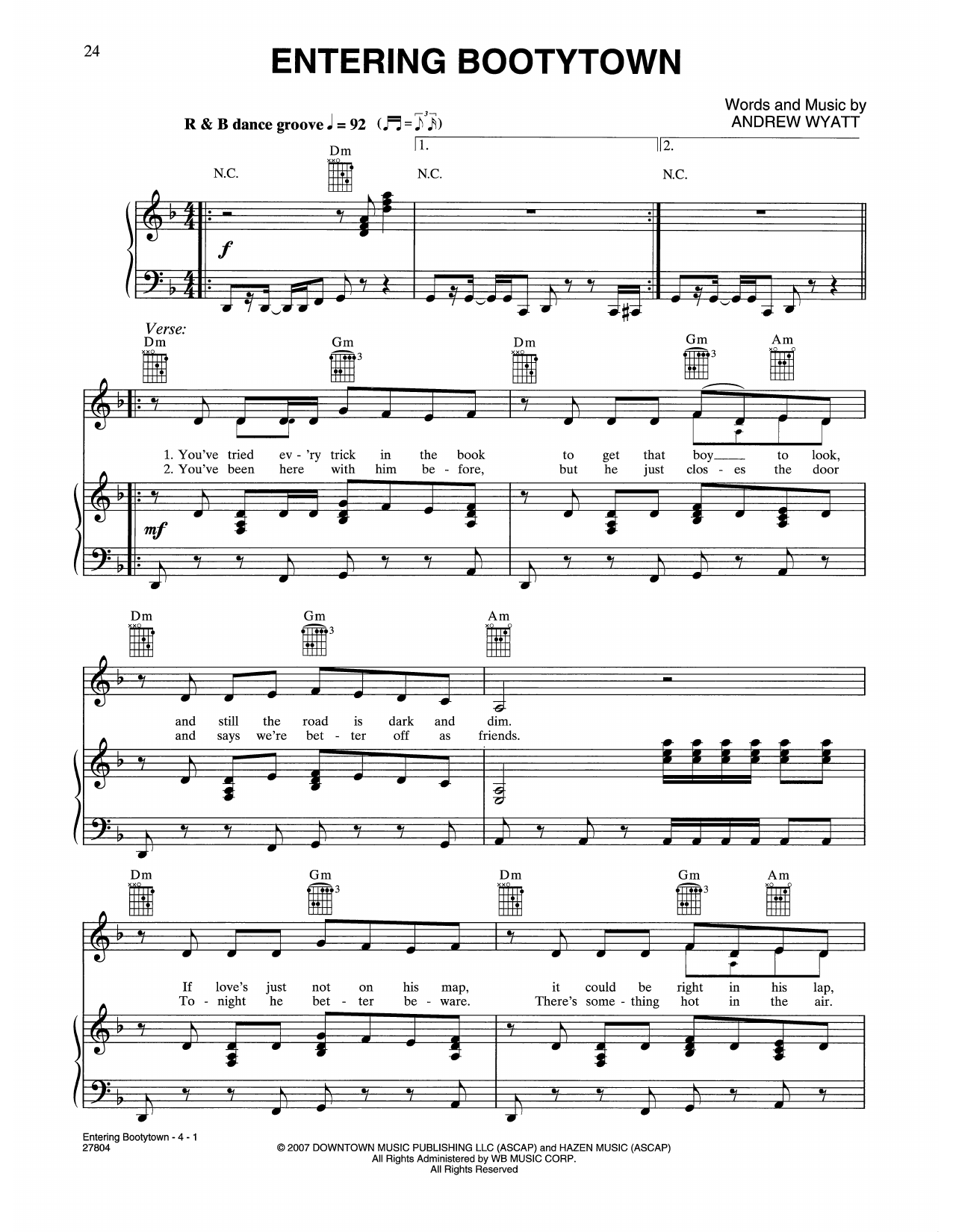Download Haley Bennett Entering Bootytown (from Music And Lyrics) Sheet Music and learn how to play Piano, Vocal & Guitar Chords (Right-Hand Melody) PDF digital score in minutes