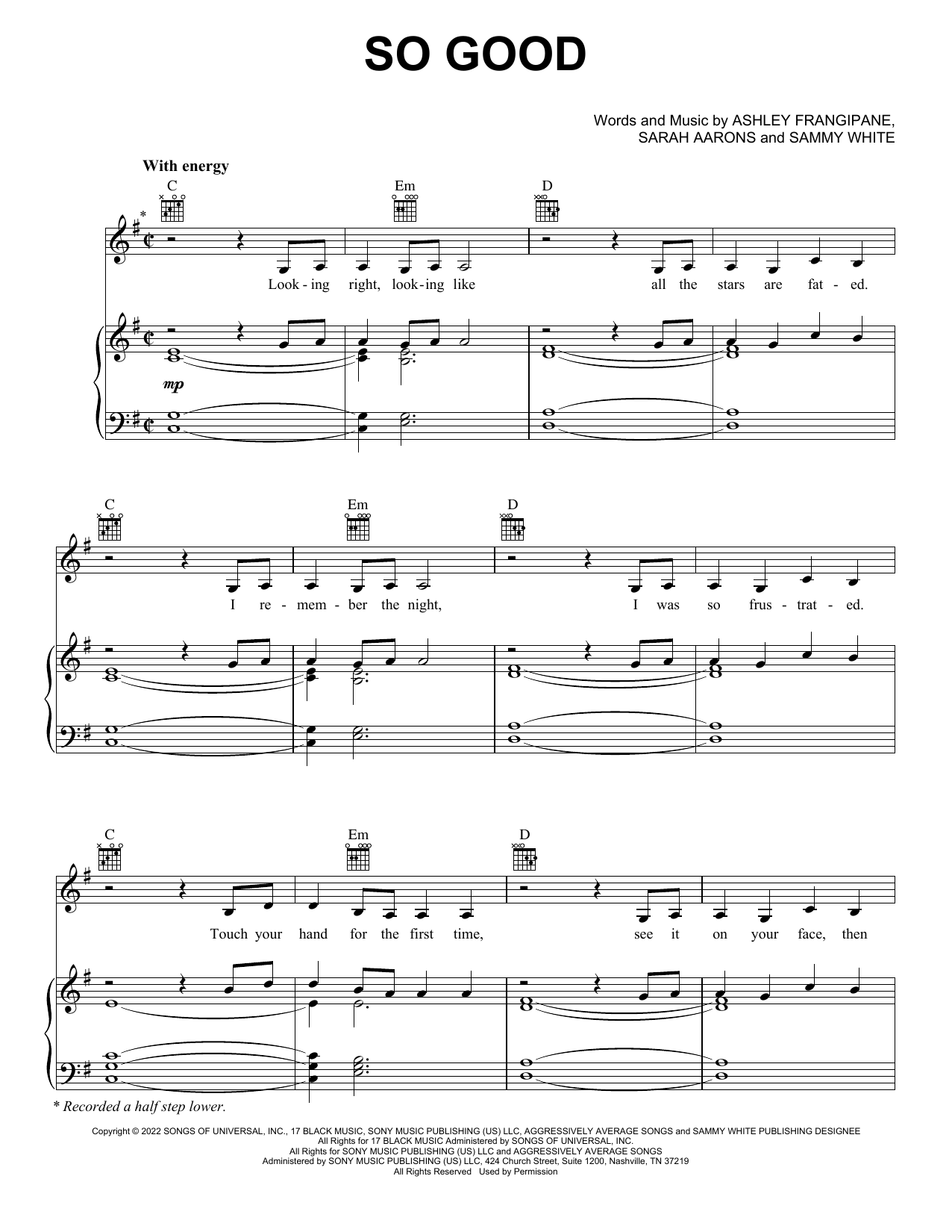 Download Halsey So Good Sheet Music and learn how to play Piano, Vocal & Guitar Chords (Right-Hand Melody) PDF digital score in minutes