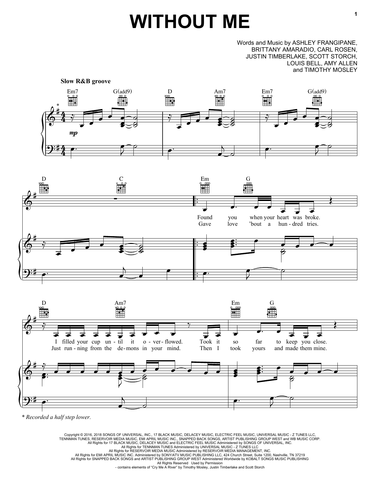 Download Halsey Without Me Sheet Music and learn how to play Very Easy Piano PDF digital score in minutes