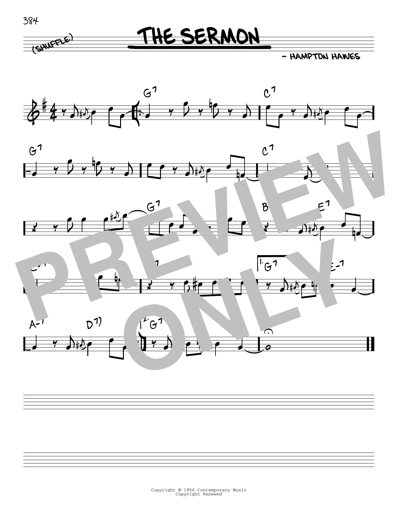 Download Hampton Hawes The Sermon Sheet Music and learn how to play Real Book – Melody & Chords PDF digital score in minutes