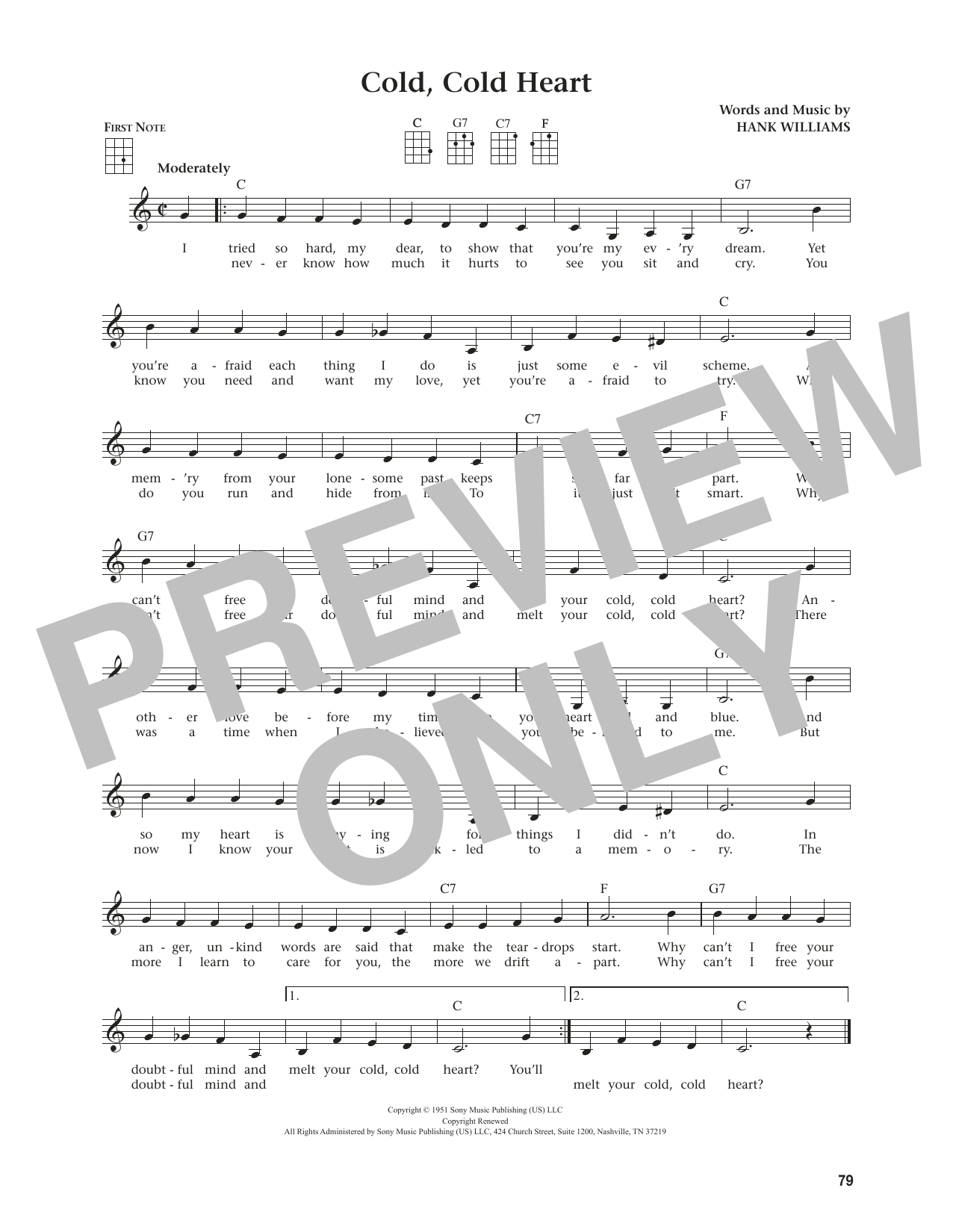 Download Hank Williams Cold, Cold Heart (from The Daily Ukulele) (arr. Jim Beloff) Sheet Music and learn how to play Ukulele PDF digital score in minutes