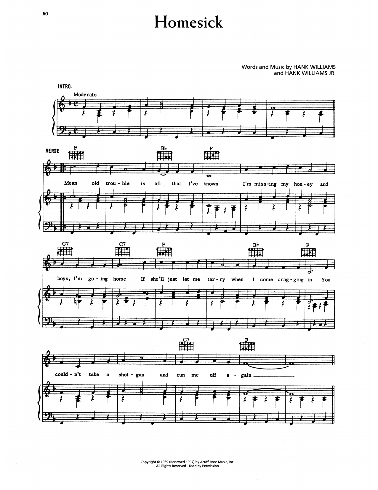 Download Hank Williams Homesick Sheet Music and learn how to play Piano, Vocal & Guitar Chords (Right-Hand Melody) PDF digital score in minutes