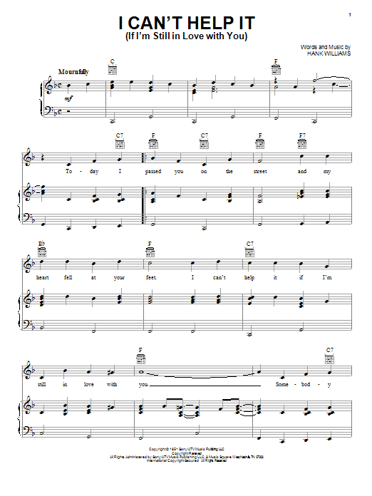 Download Hank Williams I Can't Help It (If I'm Still In Love With You) Sheet Music and learn how to play Ukulele PDF digital score in minutes