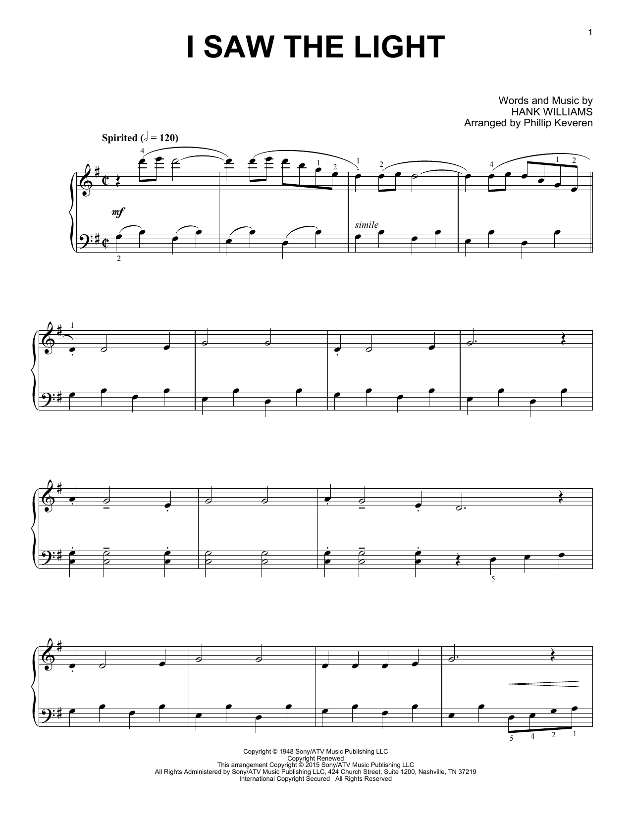 Download Phillip Keveren I Saw The Light Sheet Music and learn how to play Piano PDF digital score in minutes