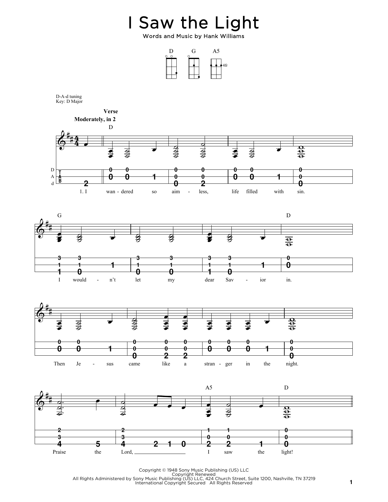 Download Hank Williams I Saw The Light (arr. Steven B. Eulberg) Sheet Music and learn how to play Dulcimer PDF digital score in minutes