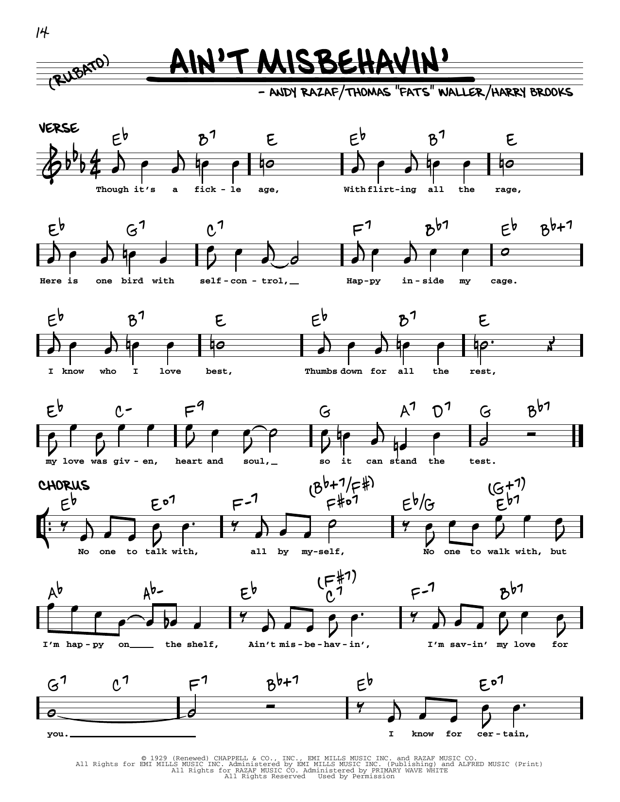 Download Hank Williams, Jr. Ain't Misbehavin' (arr. Robert Rawlins) Sheet Music and learn how to play Real Book – Melody, Lyrics & Chords PDF digital score in minutes