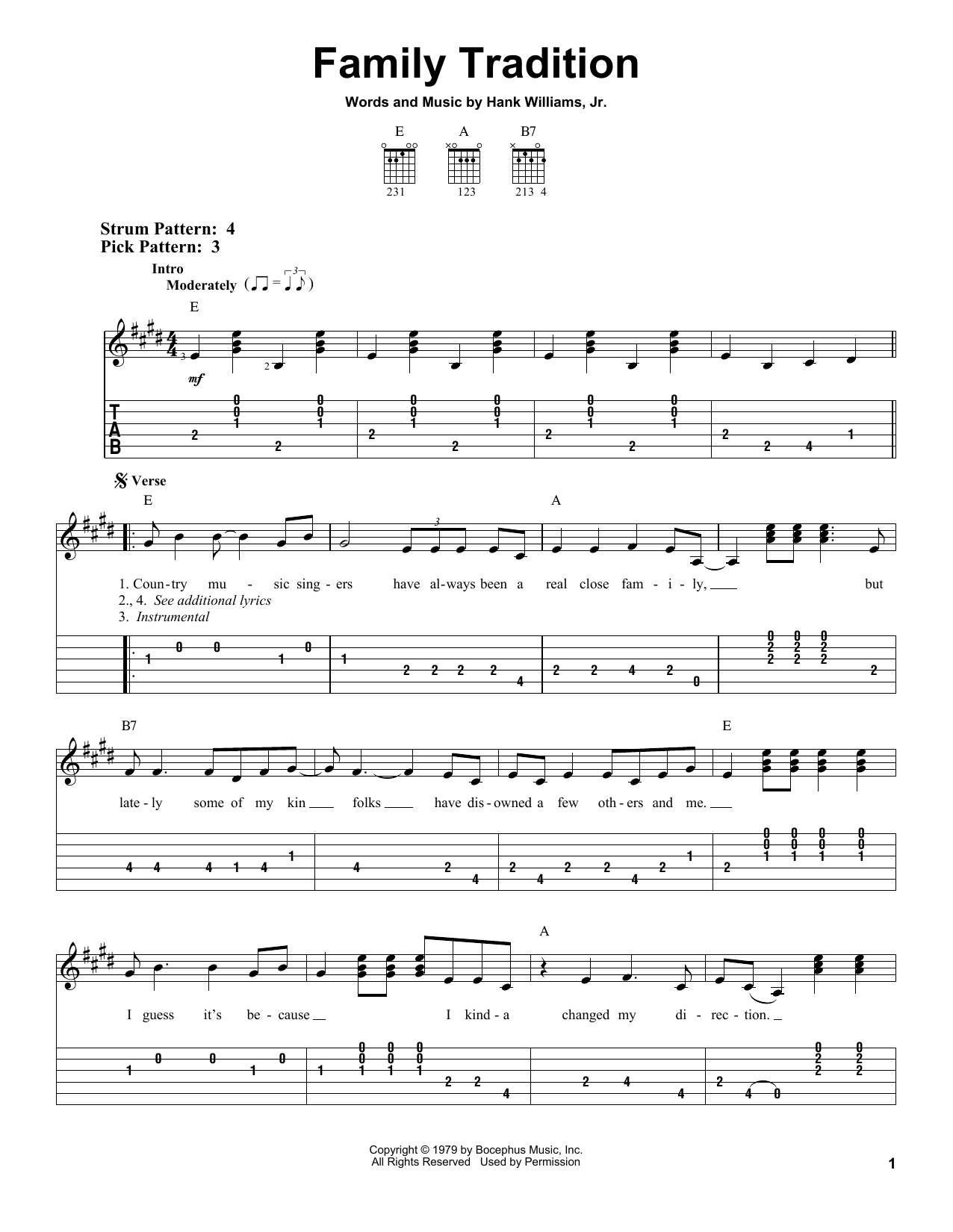 Download Hank Williams, Jr. Family Tradition Sheet Music and learn how to play Real Book – Melody, Lyrics & Chords PDF digital score in minutes