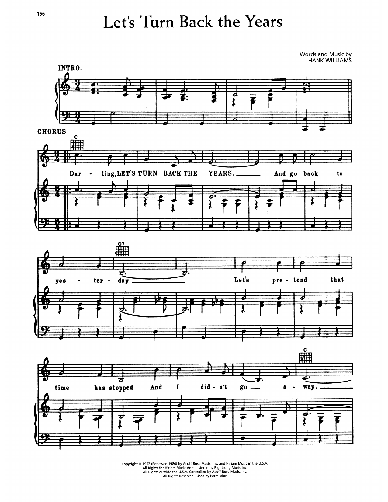 Download Hank Williams Let's Turn Back The Years Sheet Music and learn how to play Piano, Vocal & Guitar Chords (Right-Hand Melody) PDF digital score in minutes