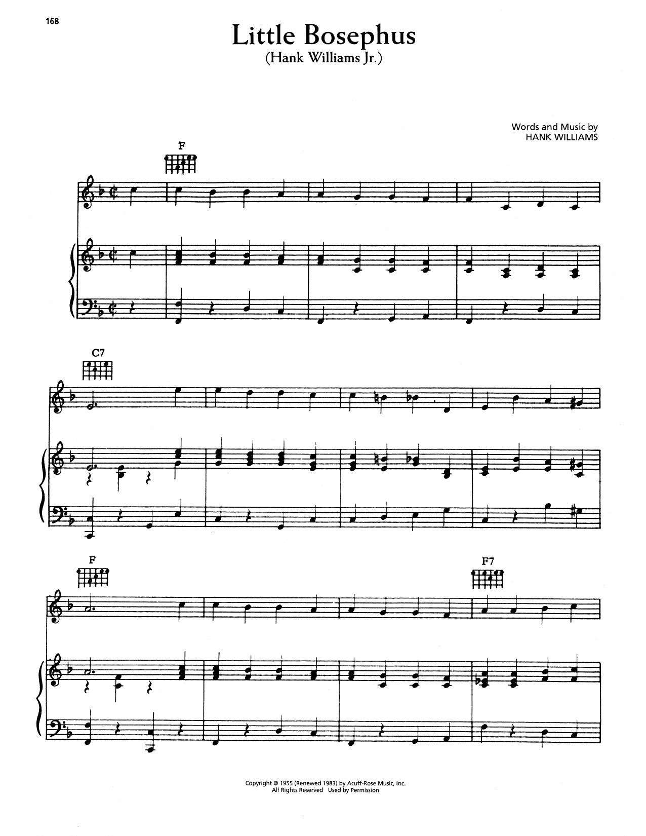 Download Hank Williams Little Bosephus Sheet Music and learn how to play Piano, Vocal & Guitar Chords (Right-Hand Melody) PDF digital score in minutes