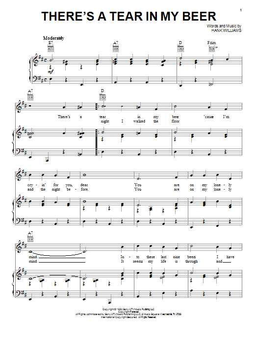 Download Hank Williams There's A Tear In My Beer Sheet Music and learn how to play Ukulele PDF digital score in minutes