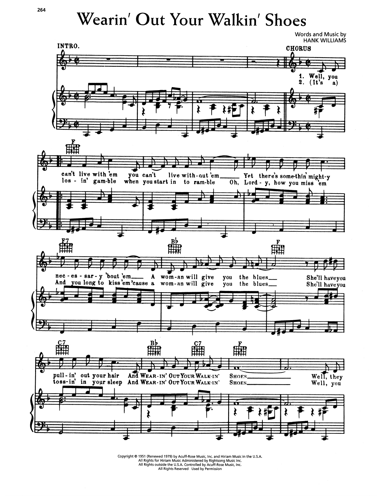 Download Hank Williams Wearin' Out Your Walkin' Shoes Sheet Music and learn how to play Piano, Vocal & Guitar Chords (Right-Hand Melody) PDF digital score in minutes