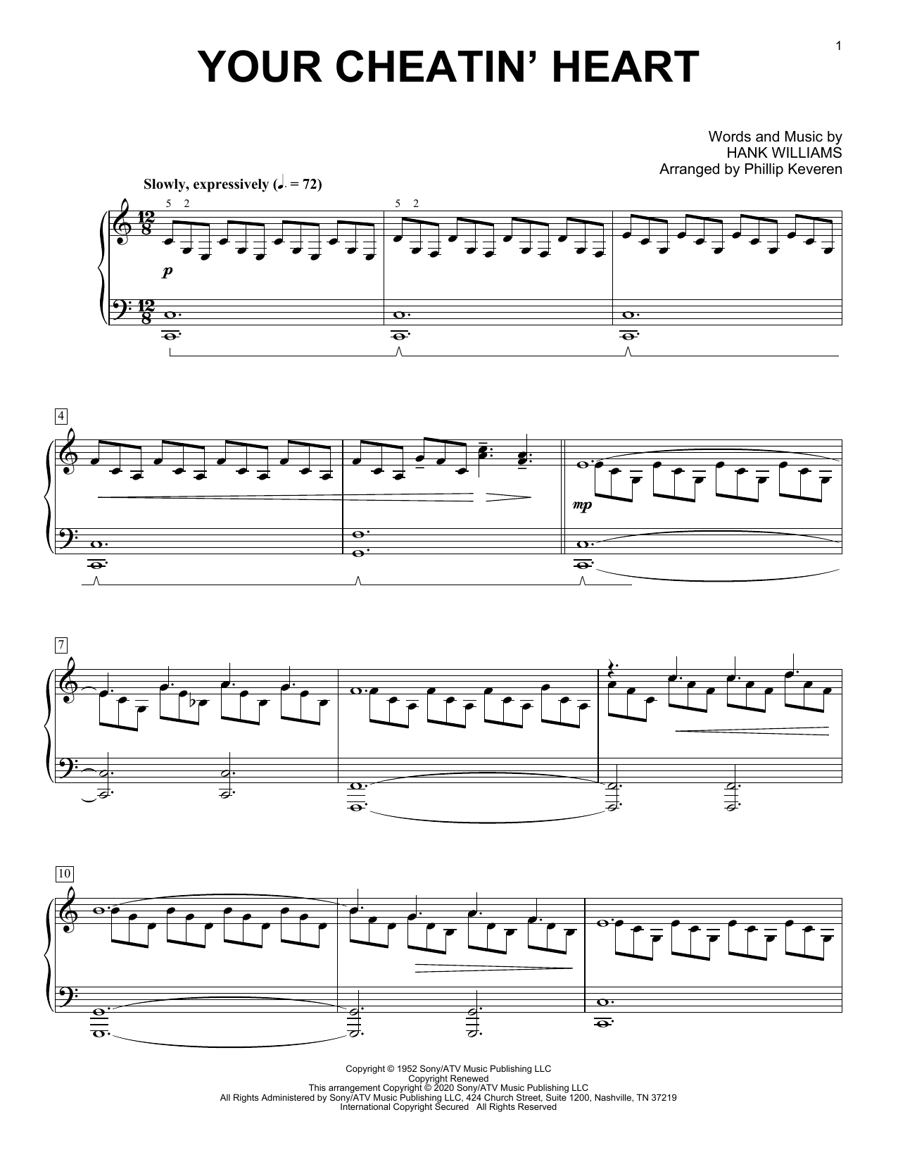 Download Hank Williams Your Cheatin' Heart [Classical version] (arr. Phillip Keveren) Sheet Music and learn how to play Piano Solo PDF digital score in minutes