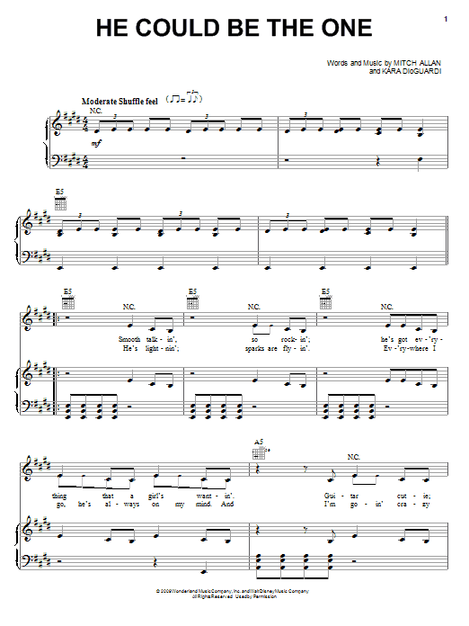 Download Hannah Montana He Could Be The One Sheet Music and learn how to play Easy Piano PDF digital score in minutes
