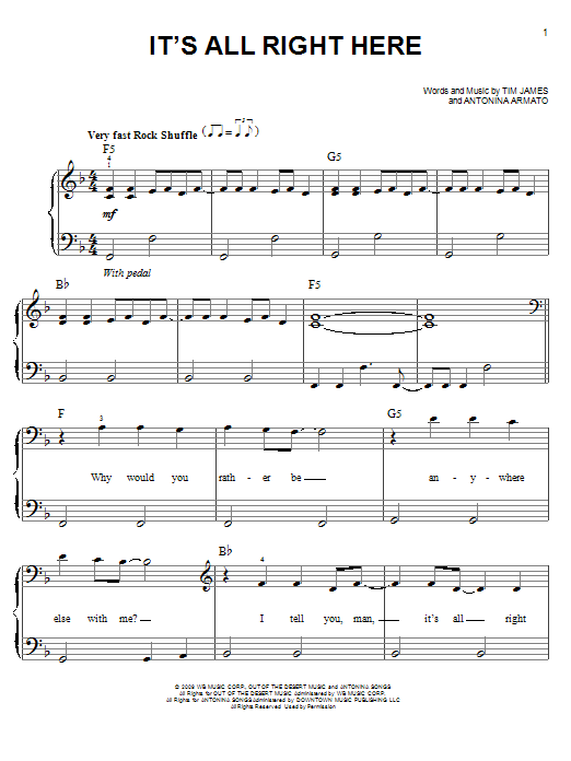 Download Hannah Montana It's All Right Here Sheet Music and learn how to play Piano, Vocal & Guitar (Right-Hand Melody) PDF digital score in minutes