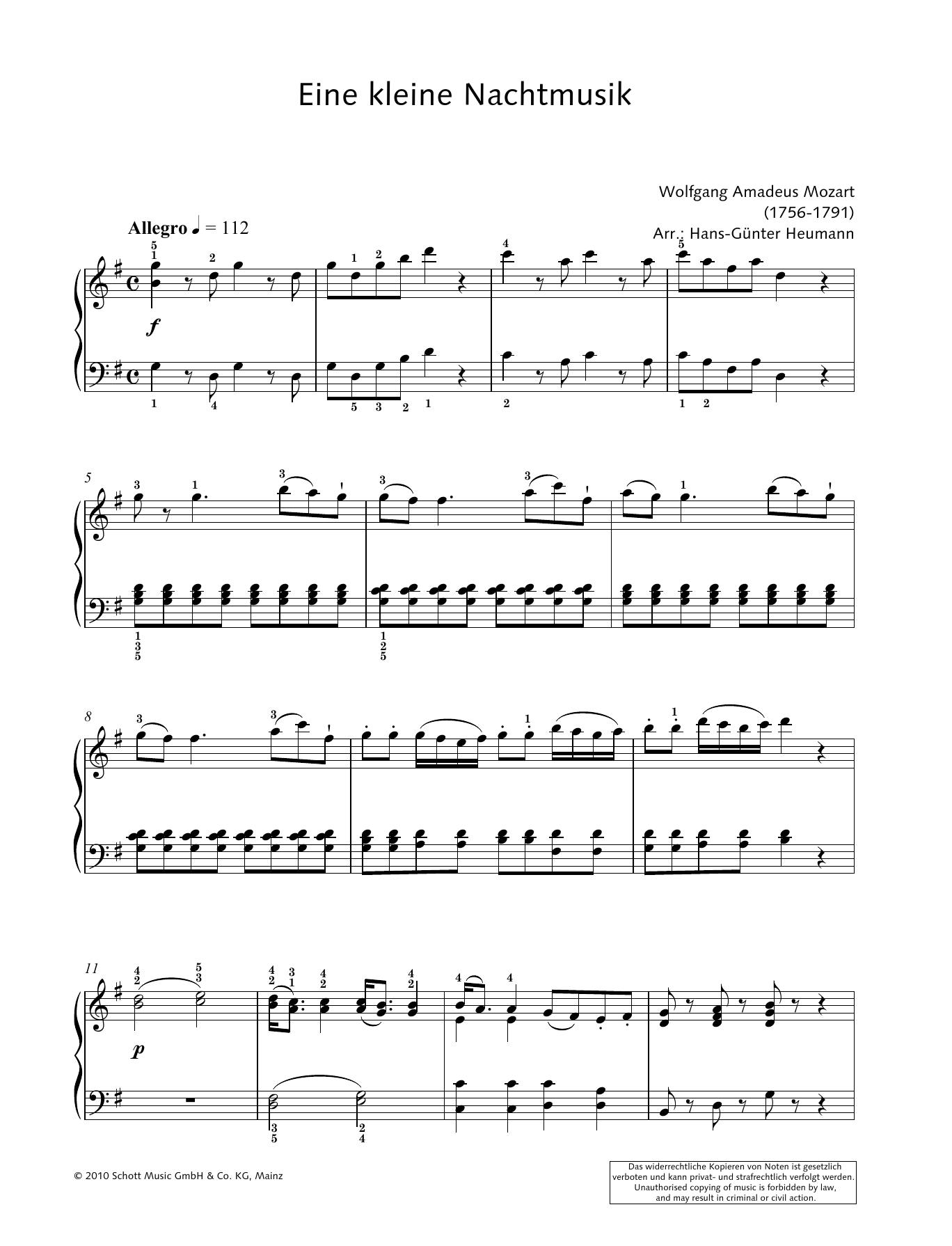 Download Hans-Gunter Heumann A Little Night Music Sheet Music and learn how to play Piano Solo PDF digital score in minutes