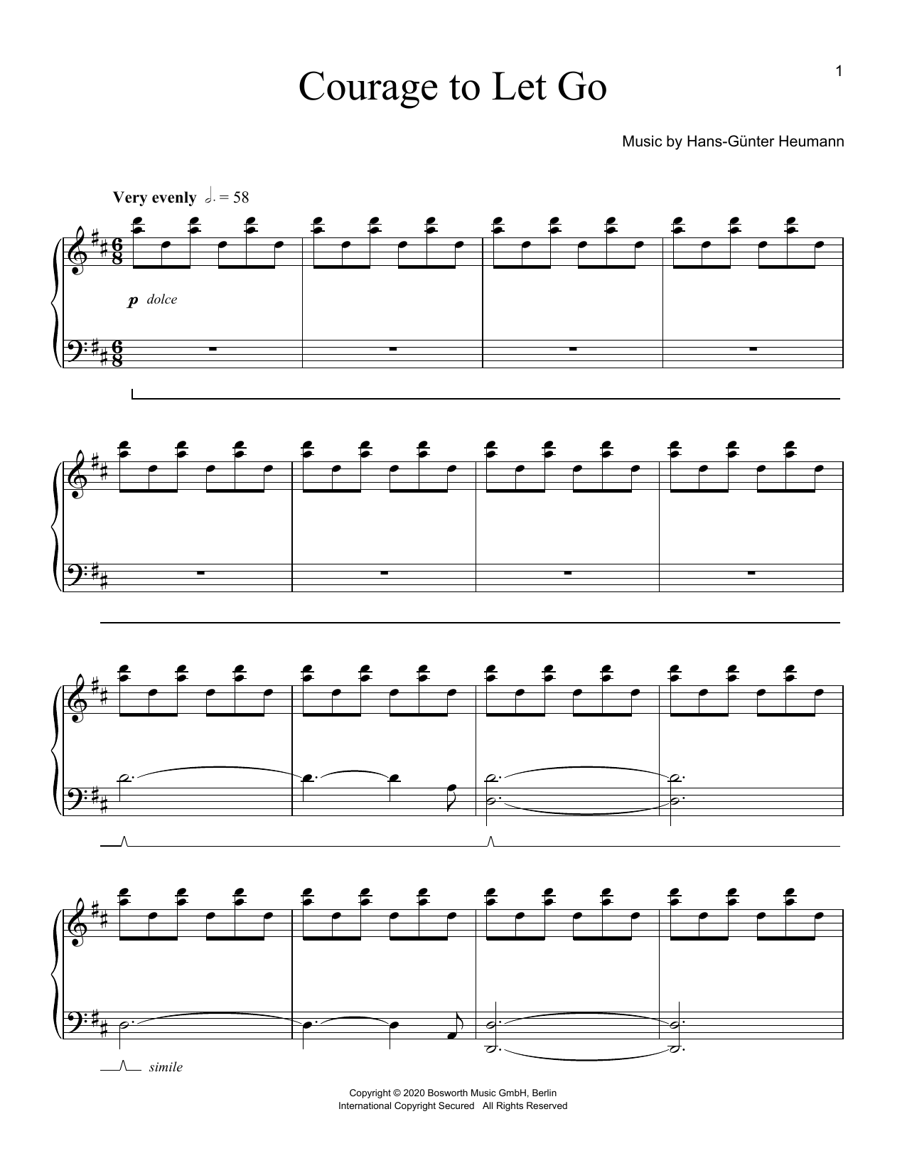 Download Hans-Günter Heumann Courage To Let Go Sheet Music and learn how to play Piano Solo PDF digital score in minutes