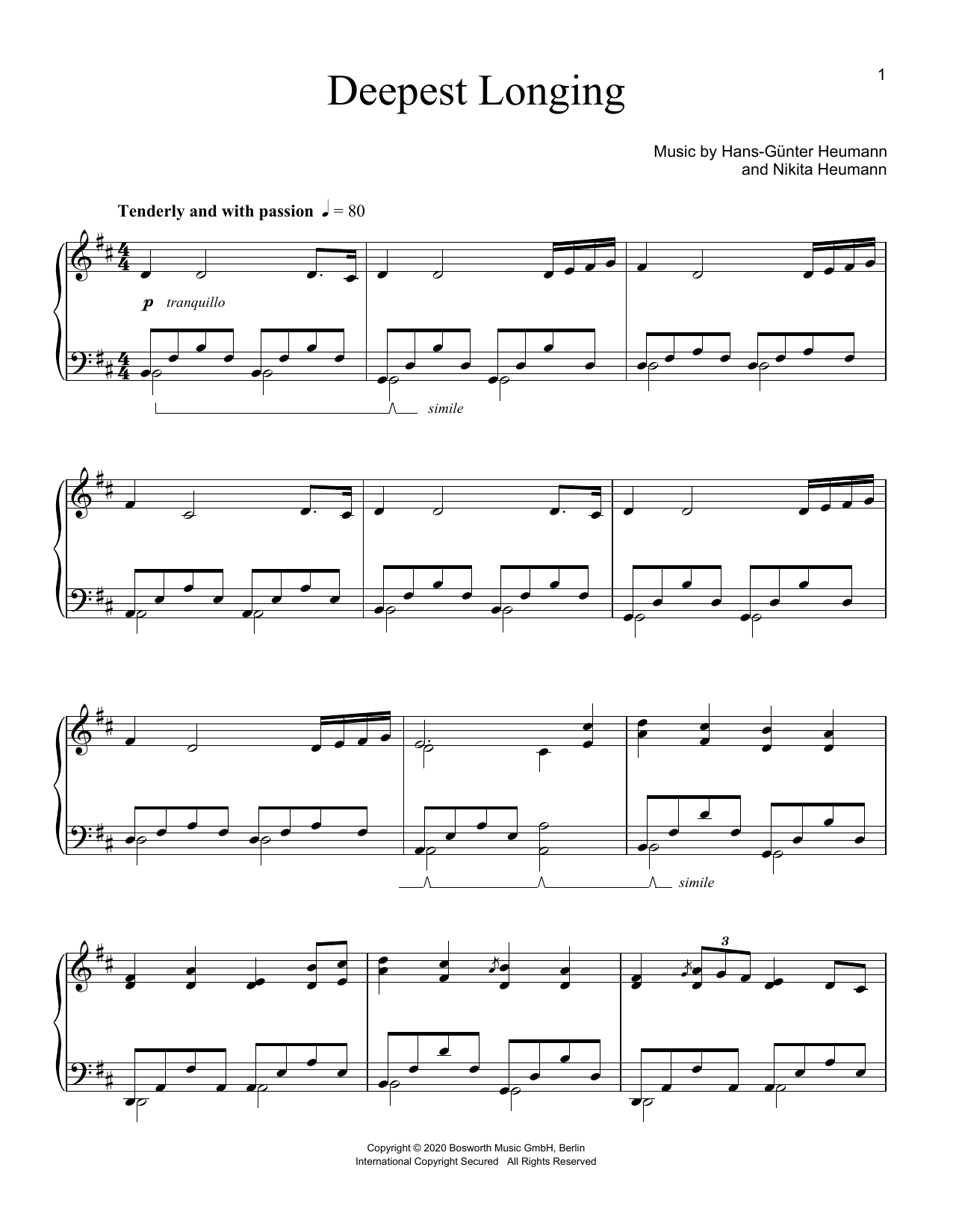 Download Hans-Günter Heumann Deepest Longing Sheet Music and learn how to play Piano Solo PDF digital score in minutes