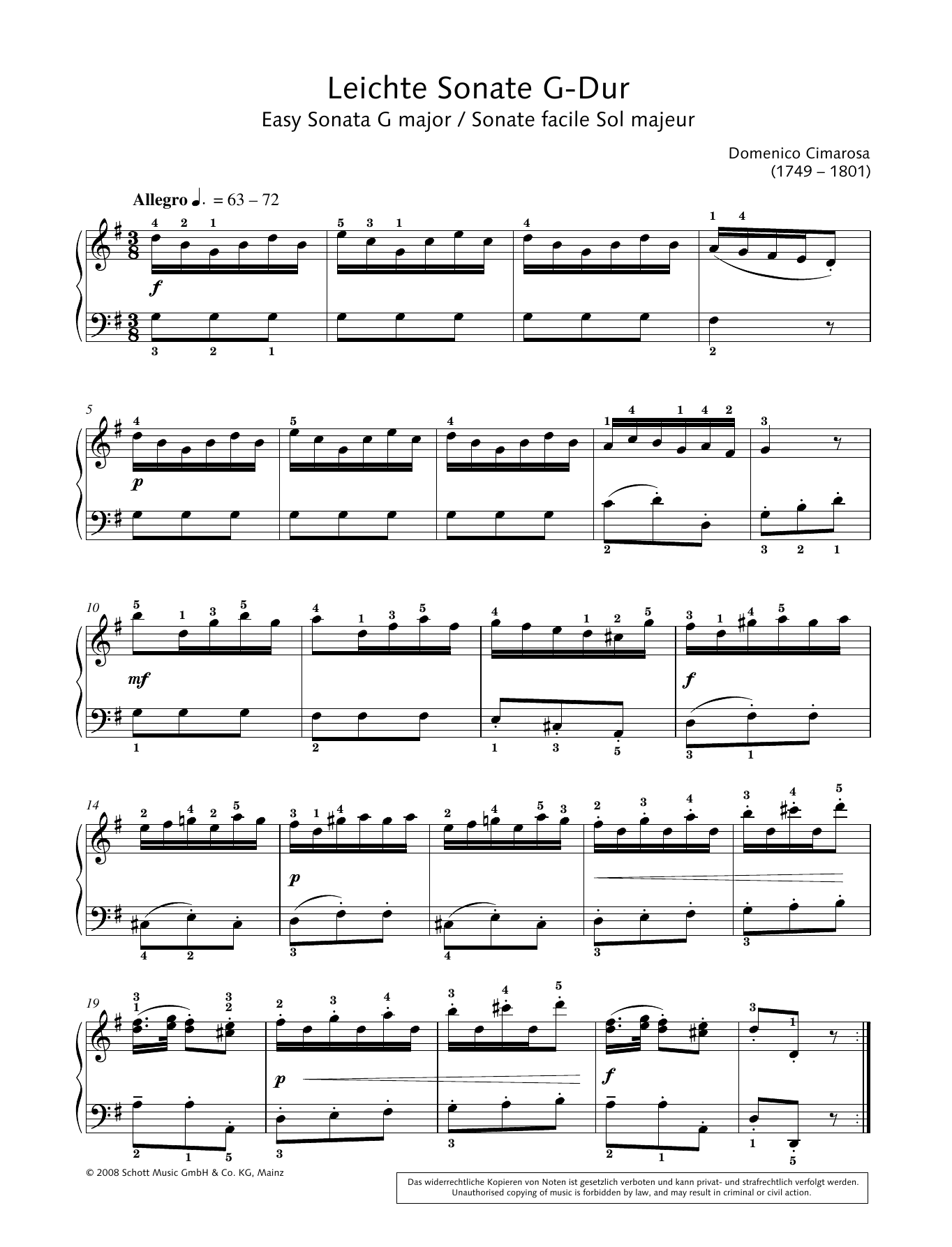 Download Hans-Gunter Heumann Easy Sonata in G major Sheet Music and learn how to play Piano Solo PDF digital score in minutes
