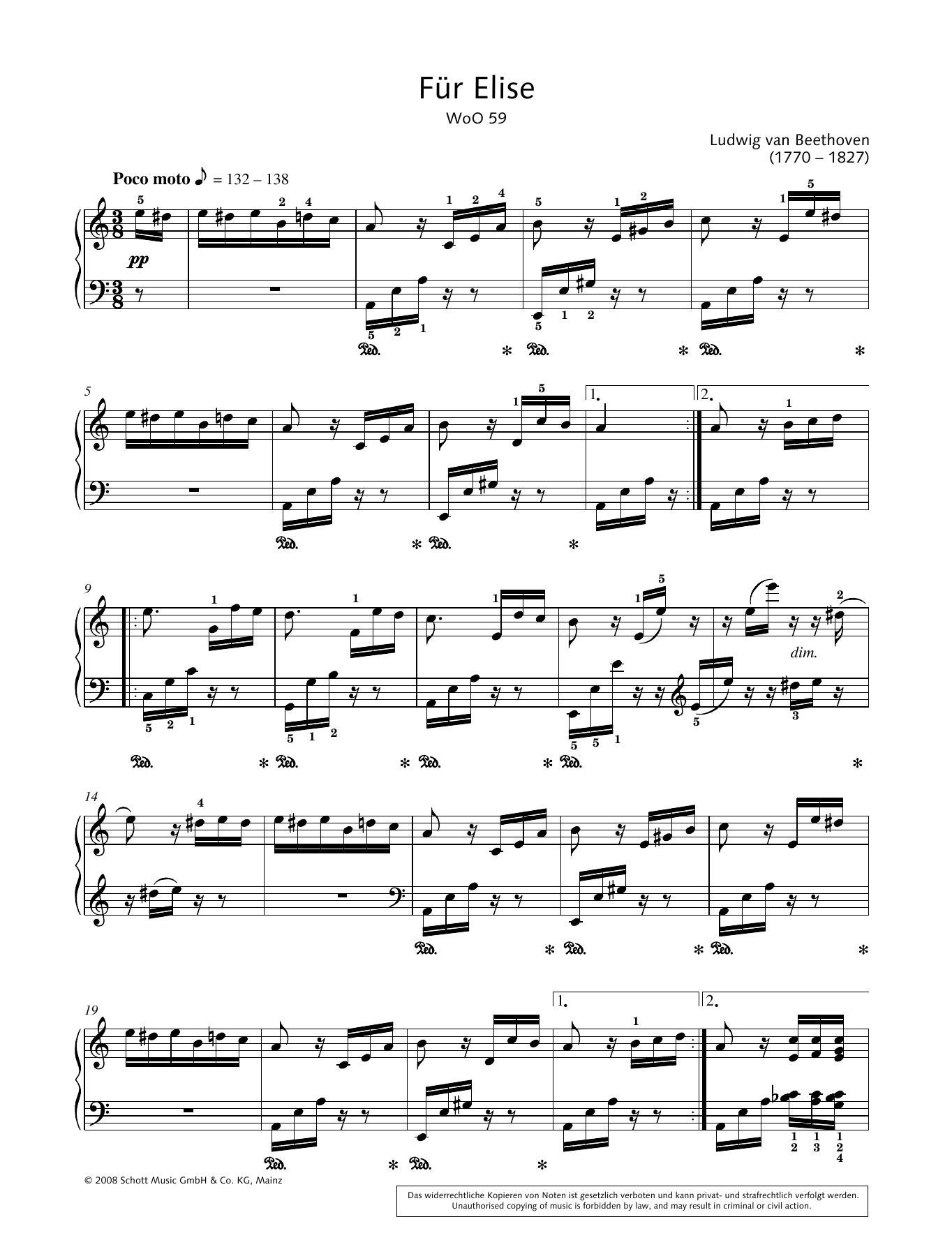 Download Hans-Gunter Heumann Fur Elise Sheet Music and learn how to play Piano Solo PDF digital score in minutes