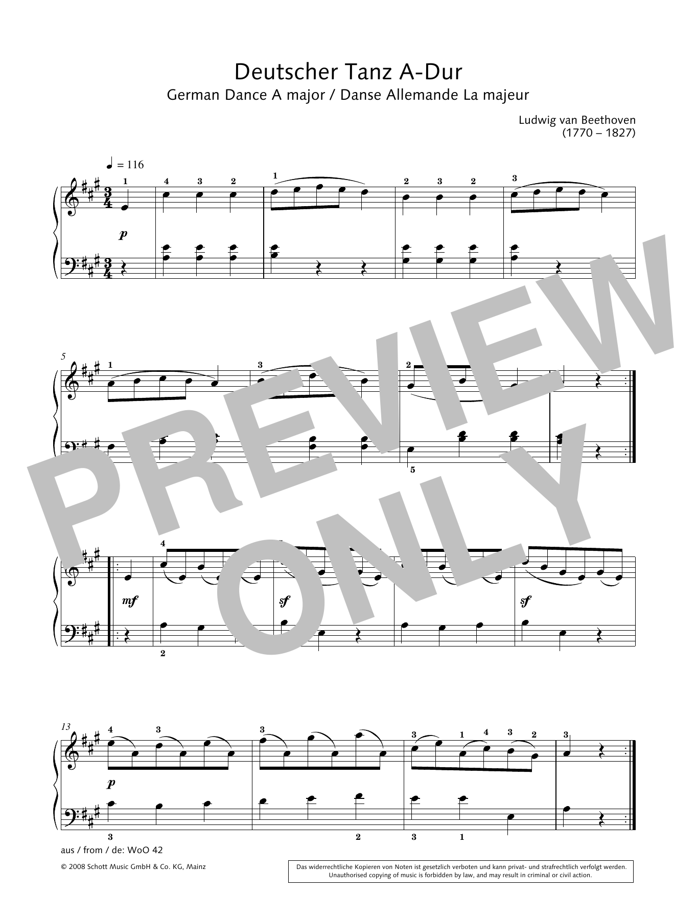 Download Hans-Gunter Heumann German Dance in A major Sheet Music and learn how to play Piano Solo PDF digital score in minutes