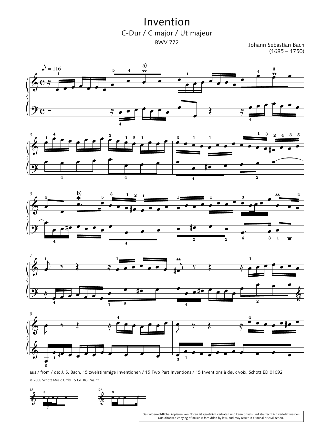 Download Hans-Gunter Heumann Invention in C major Sheet Music and learn how to play Piano Solo PDF digital score in minutes