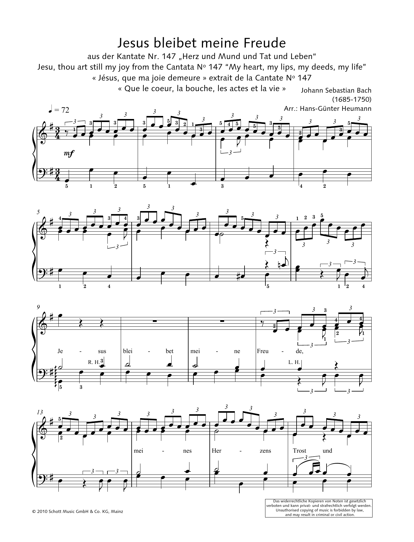 Download Hans-Gunter Heumann Jesus Bleibet Meine Freude Sheet Music and learn how to play Piano Solo PDF digital score in minutes