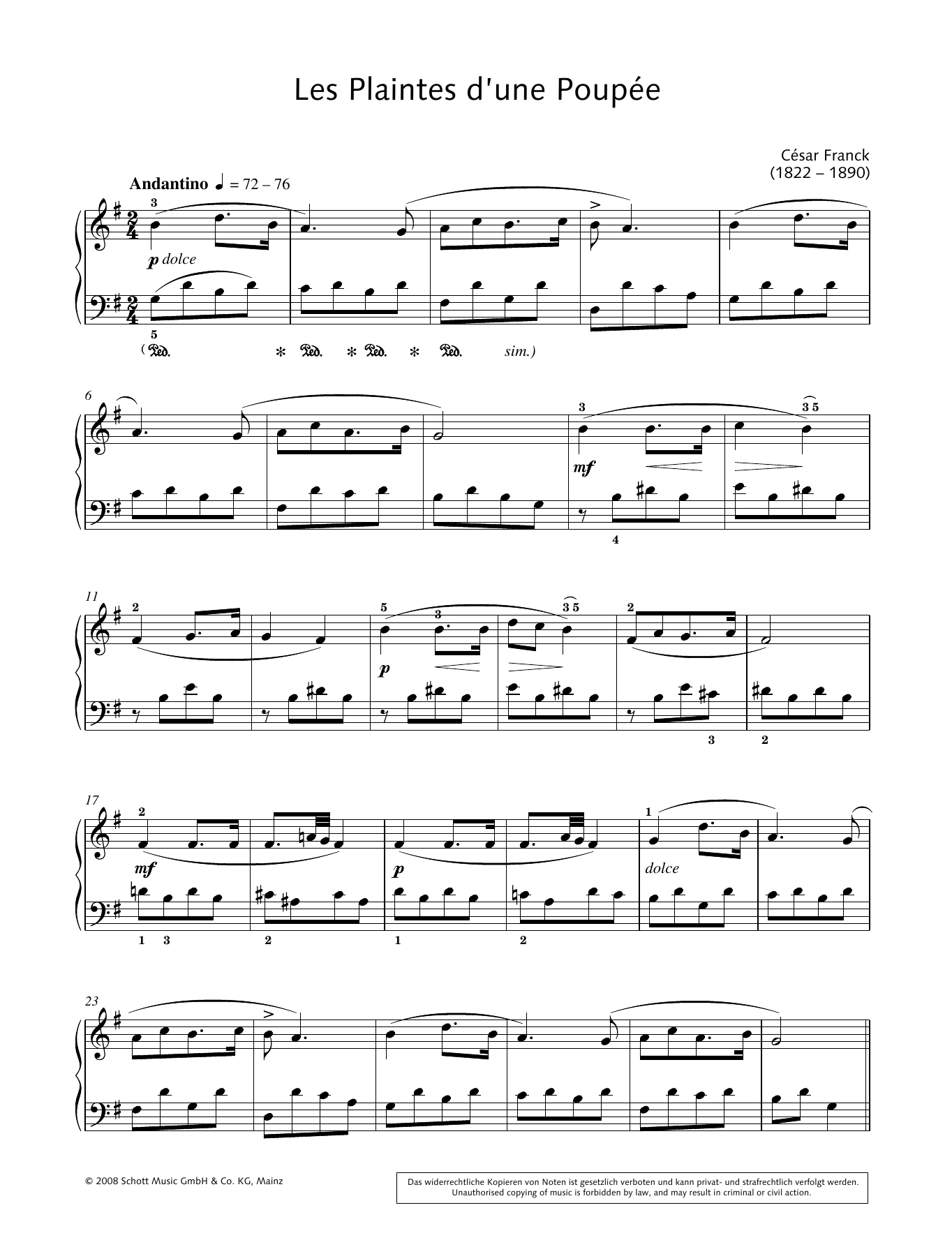 Download Hans-Gunter Heumann Les Plaintes d'une Poupée Sheet Music and learn how to play Piano Solo PDF digital score in minutes