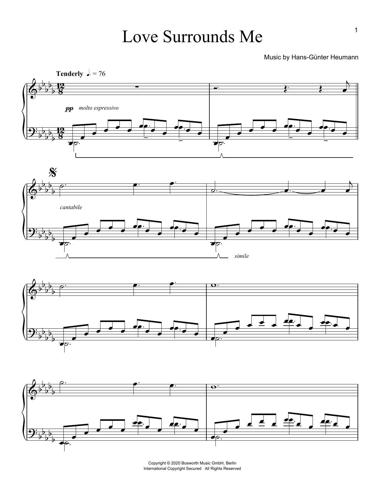 Download Hans-Günter Heumann Love Surrounds Me Sheet Music and learn how to play Piano Solo PDF digital score in minutes