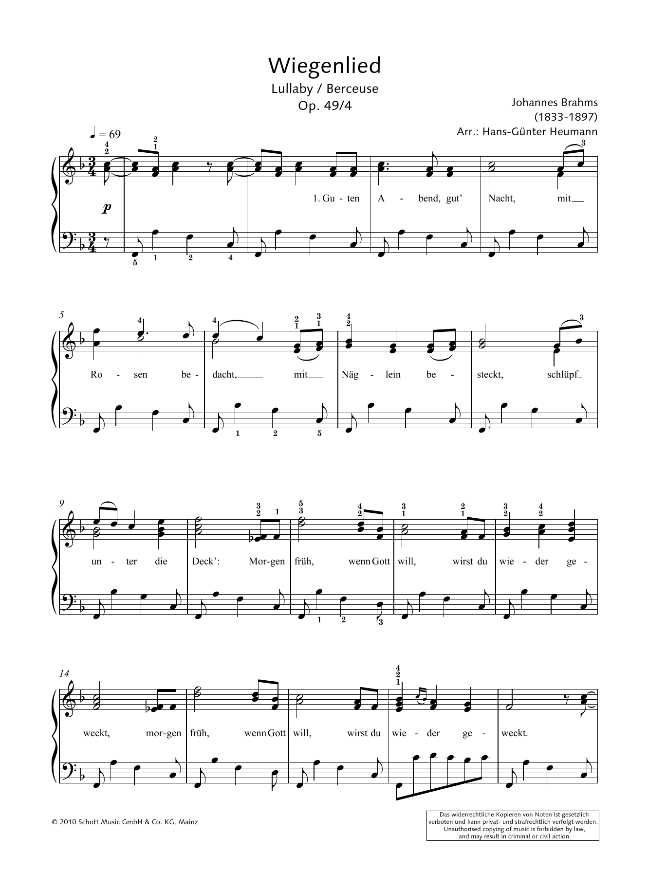 Download Hans-Gunter Heumann Lullaby Sheet Music and learn how to play Piano Solo PDF digital score in minutes