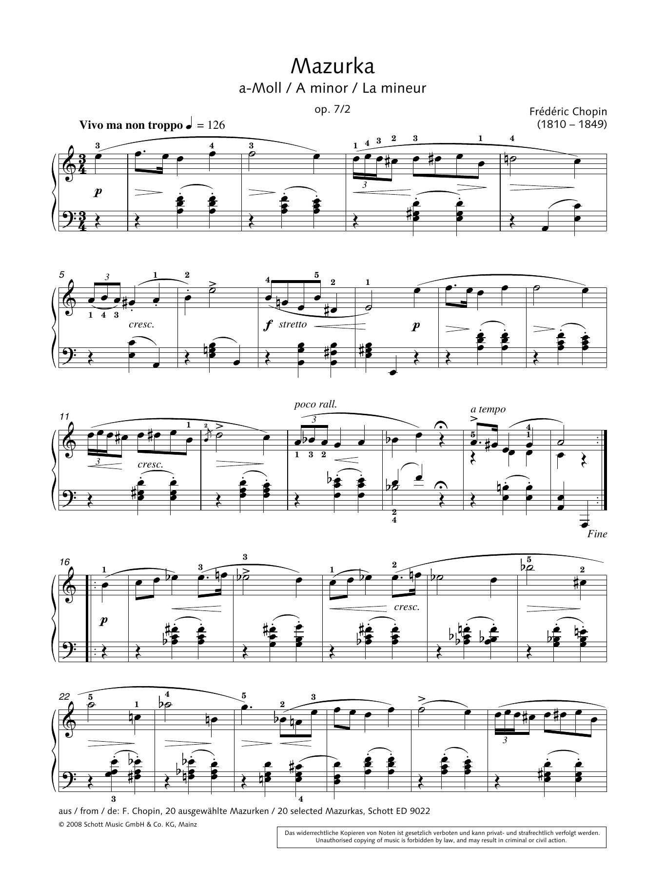 Download Hans-Gunter Heumann Mazurka in A minor Sheet Music and learn how to play Piano Solo PDF digital score in minutes