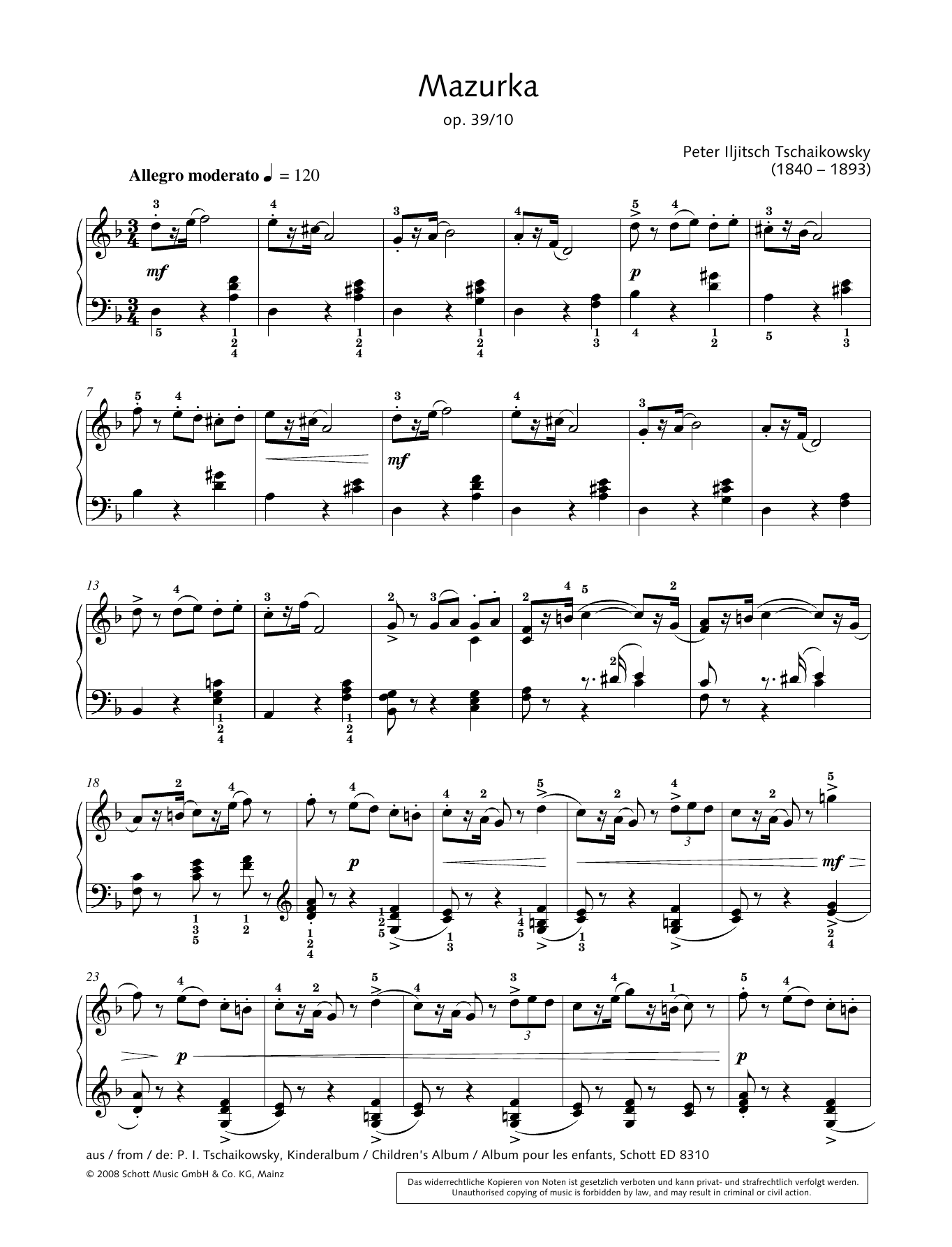 Download Hans-Gunter Heumann Mazurka Sheet Music and learn how to play Piano Solo PDF digital score in minutes