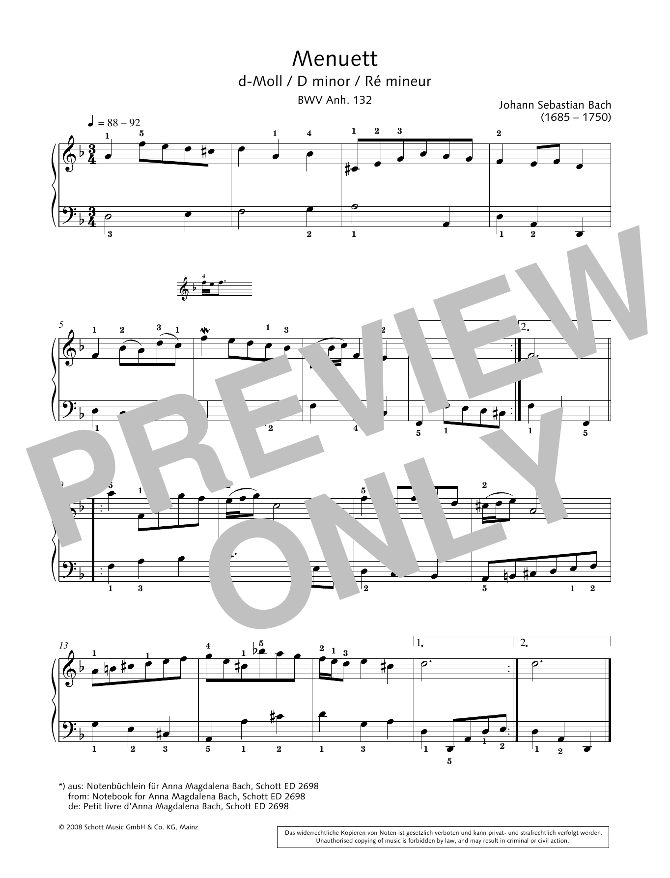 Download Hans-Gunter Heumann Minuet in D minor Sheet Music and learn how to play Piano Solo PDF digital score in minutes